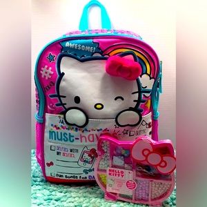 Hello Kitty Kids Girls School Backpack Book Bag 16” Student Must Have Pink Cute